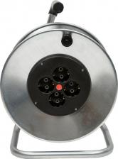 Катушка для удлинителя LUX Катушка К4-Е с металлическим ободом 4 встр. розетки с з/к без провода