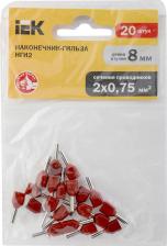 Клемма ИЭК Наконечник НШВИ(2) 0,75-8 темно-красный (20шт/упак), цена за 1 упак