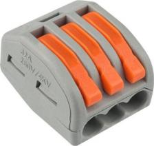 Клемма Rexant Универсальная клемма СМК 222-413, 3-проводная серая 0,08-2,5/4 мм?, цена за 1 упак