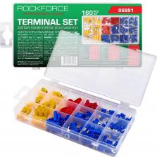 Клемма Rock Force Набор автомобильных контактных клемм — это практичное решение для электромонтажных работ, особенно в сфере автоэлектрики. Он включает 160 элементов