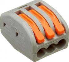 Клемма Stekker Клемма на 3 провода 49827 0,08-4 кв.мм самозажимная без пасты