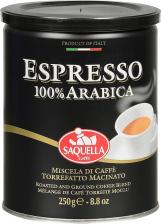 Saquella Кофе Espresso 100% Arabica молотый 250гр, ж/б