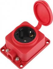 Колодка розеточная Duwi 27464 3 Колодка каучуковая, 1 гнездо, с/з, с крышкой, 3680Вт, 16A, IP44, красная, 27464 3, цена за 1 шт