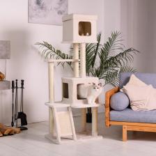 Комплекс для кошек Petmax Дом-когтеточка (62х50х156 см) из сизаля и плюша для кошек