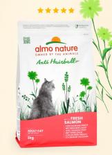 Сухой корм Almo Nature hOLISTIC Сухой корм для взрослых кошек со свежим лососем для выведения шерсти из желудка, Anti Hairball, Fresh Salmon