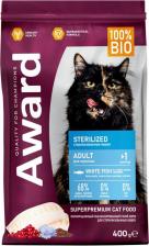 Сухой корм Award Корм для кошек для стерилизованных, белая рыба с доб.семян льна, клюквы и цикория сух. 1,5кг