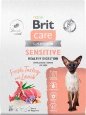 Сухой корм Brit Сухой корм Care Cat Sensitive Healthy Digestion с индейкой и ягненком для взрослых кошек Чувствительное пищеварение, 7кг
