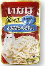 Консервы Inaba Влажный корм для кошек KINNODASHI Куриное филе с мальками ширасу, 60 гр