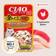 Консервы Inaba Влажный корм для кошек КИННОДАСИ Микс тунцов и палтус филе в желе, 12 шт по 60г