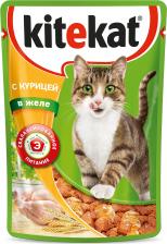 Консервы Kitekat Влажный корм для кошек с курицей 85 г (кусочки в желе)