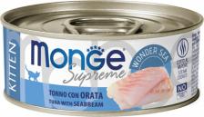 Консервы Monge Влажный корм Supreme kitten для котят из тунца с белой рыбой, консервы 80 г 12 шт. 8009470007955