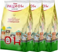 Сухой корм Наш рацион корм для взрослых кошек всех пород, говядина (10 кг)