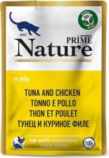 Консервы Prime Nature влажный корм для кошек, с тунцом и куриным филе, кусочки желе, в паучах - 100 г
