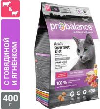 Сухой корм ProBalance Сухой корм для кошек Adult Gourmet Diet с говядиной и кроликом, 1,8 кг