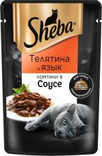 Консервы Sheba влажный корм для кошек, с телятиной и языком в соусе (75 гр)