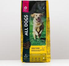 Корм для собак All Dogs Сухой корм для взрослых собак полнорационный с курицей 13кг 17730