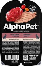 Корм для собак AlphaPet Корм влажный для собак говядина паштет, 100 г