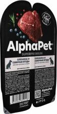 Корм для собак AlphaPet Влажный корм для собак Superpremium с олениной и ягодами, в соусе - 100 г х 15 шт