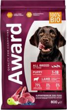 Корм для собак Award сухой корм для щенков от 1 месяца, беременных и кормящих сук всех пород с ягненком и индейкой с добавлением яблока и черники 4630147173365