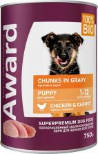 Корм для собак Award Влажный корм для щенков кусочки с курицей и морковью 750 г