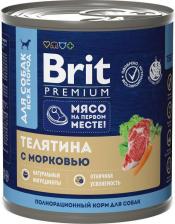 Корм для собак Brit Корм консервированный для собак телятина с морковью, 750 г