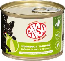 Корм для собак ENSO Корм для собак Sensitive рубл.мясо кролика с гречкой и тыквой банка 190г