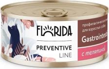 Корм для собак Florida Preventive Line Gastrointestinal полнорационный влажный корм для собак, поддержание здоровья пищеварительной системы, с телятиной, кусочки в желе