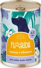 Корм для собак Florida Влажный корм для взрослых собак с курицей и яблоком - 400 г x 9 шт