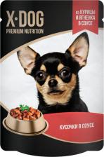 Корм для собак Gina Паучи X-DOG Курица и ягнёнок в соусе для собак (85 г, Ягненок) 24 шт