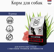 Корм для собак Gina Сухой корм для активных взрослых собак курица, 5кг