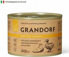 Корм для собак Grandorf Корм для собак Паштет из утки с грушей и черникой банка 200г