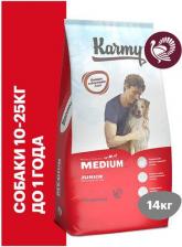 Корм для собак Karmy Сухой корм для щенков с индейкой для средних пород 14 кг