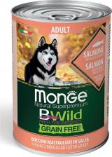 Корм для собак Monge Dog BWild Grain Free полнорационный влажный корм для собак, беззерновой, с лососем, тыквой и кабачками, кусочки в соусе, в консервах - 400 г