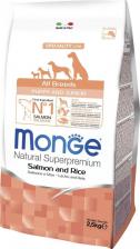 Корм для собак Monge Сухой корм Speciality Line Puppy and Junior All Breed Salmon and Rice с лососем и рисом для щенков всех пород 2,5кг