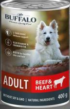 Корм для собак Mr.Buffalo ADULT Влажный корм для взрослых собак всех пород, говядина и сердце, 400 г