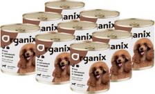 Корм для собак Organix Консервы для собак с уткой, печенью и тыквой, 9шт по 400г