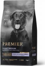 Корм для собак Premier Корм для собак Dog для средних пород, свежее филе лосося с индейкой сух.1кг