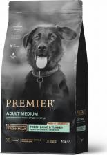 Корм для собак Premier Корм для собак Dog для средних пород, свежее мясо ягненка с индейкой сух.1кг
