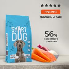 Корм для собак Smart Dog Сухой корм с лососем и рисом для собак 12 кг