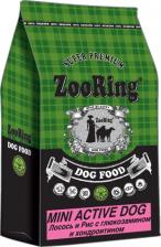 Корм для собак ZooRing Mini Active Dog 28/16 сухой корм для взрослых собак мелких пород для кожи и шерсти с лососем и рисом - 10 кг