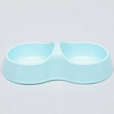 Кормушка Альтернатива Миска для кошек Мур-мяу двойная голубая 0,2л