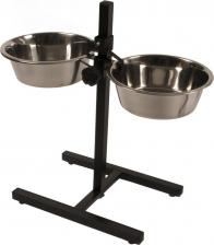 Кормушка Duvo+ Двойная миска для собак, металл, серебристый, 9 л
