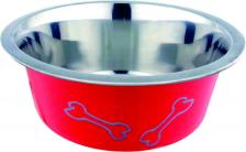 Кормушка Homepet Миска металлическая Color Косточки 0,25 л, красная