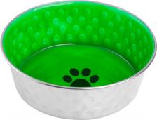 Кормушка Mr.Kranch Миска для собак Candy из нерж.стали с керам.покрытием, нескользящ.основание, зеленая 400мл