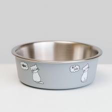 Кормушка Petmax Миска Bone Appetit, 450 мл, серая