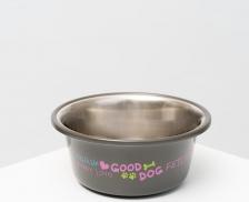 Кормушка Petmax Миска для кошек и собак Good Dogs, 850 мл, 16,5х7 см, серая