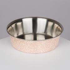 Кормушка Petmax Миска металлическая для собак, 850 мл, диаметр 17 см, кракелюр