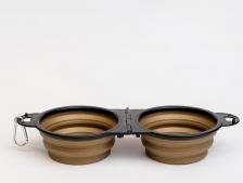 Кормушка Petmax Миска складная двойная 2/350мл коричневая