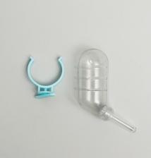 Кормушка Пижон Поилка для грызунов 60 мл, 12 х 4 см, прозрачная с голубым креплением