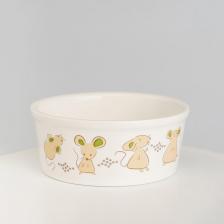 Кормушка Rurri Миска Мышки фарфор 450мл, белая